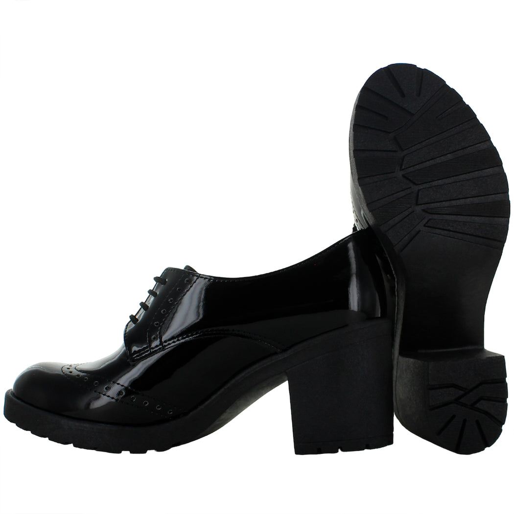 PINK LATTE ZAPATO BOSTONIANO TACON CHAROL NEGRO MUJER 78448